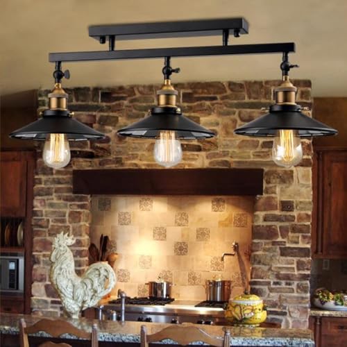 Plafonnier industriel 3 lumières noir E27 en fer pour loft