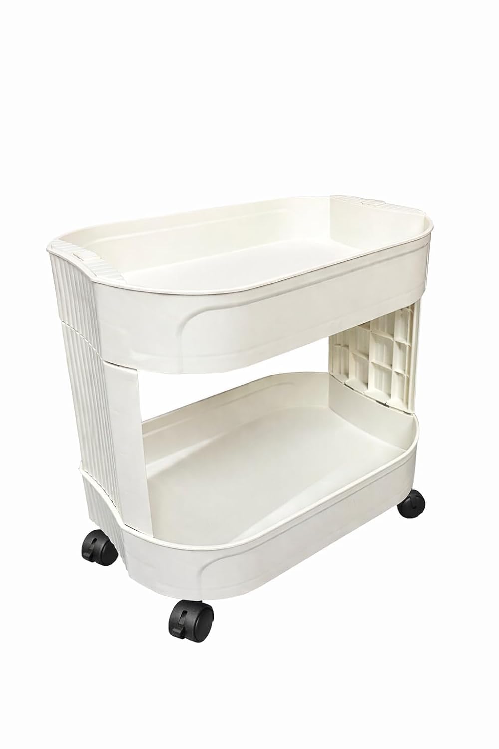 VBM 2-Tier Rolling Desk Organizer with Wheels, Countertop Storage Cart for Kitchen Spice Rack, Bathroom Vanity, Office Desk Mail Holder, Plastic Utility Shelf for Pantry, & Small Spaces 2