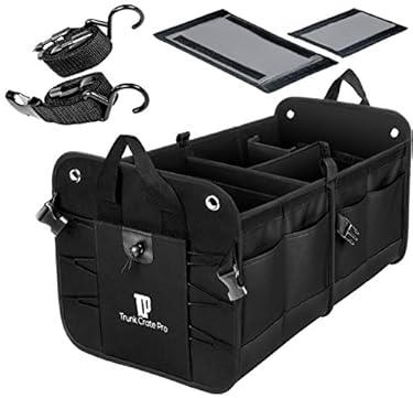 AMAZON - TRUNKCRATEPRO Trunk Organizer For Car, SUV, Car Organizers And Storage. Premium Adjustable Multi Compartments Durable Foldable Gift, Car Accessories W 2 Straps (Regular, Black) 23.6″ Lx14.6 Wx12.5 H