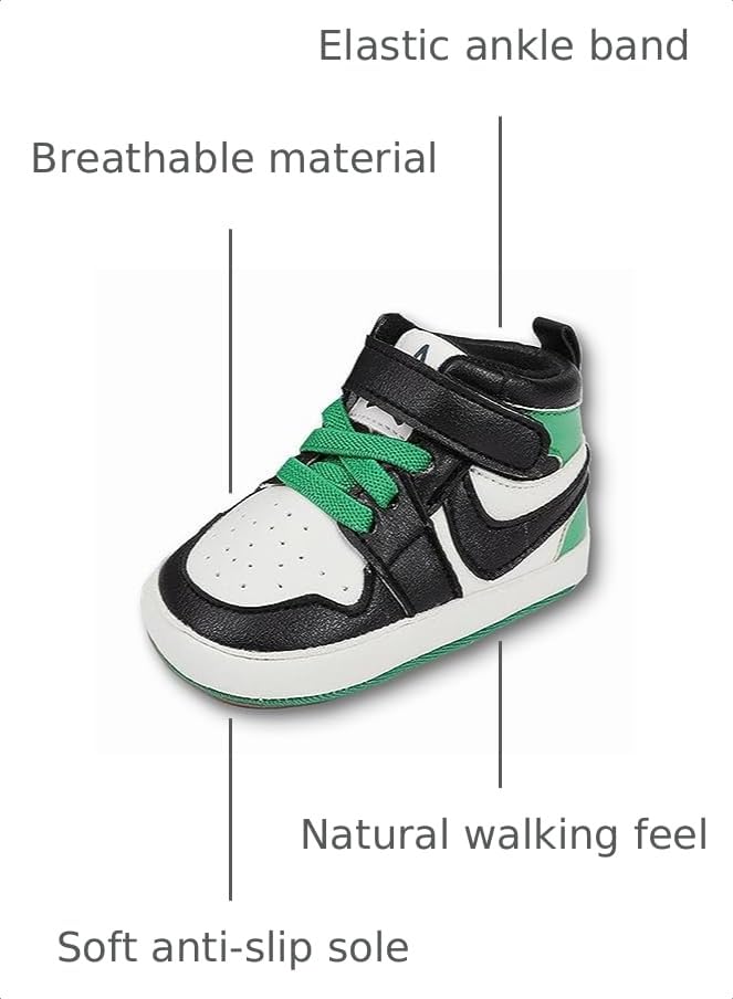 Image of Clowora Unsex Baby Shoes Boys Girls Infant Sneakers Non-Slip Soft Rubber Sole Toddler Crib First Walker Lightweight Shoes