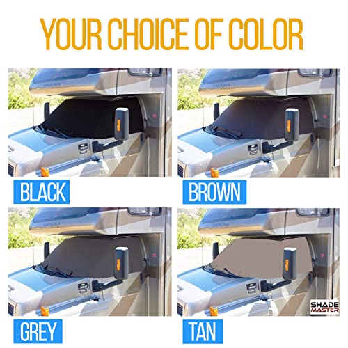 ShadePro - ShadeMaster RV Windshield Sunshade - Front Window Cover Screen Shade for RVs - Class C Motorhome Windshield Cover - Includes Wiper Covers & Storage Bag