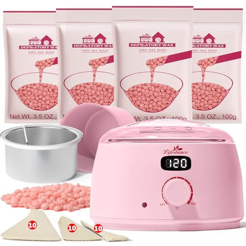 LI-DE-PINK Lifestance Calentador de Cera Depilatoria Digital Profesional Incluye 42 Accesorios Profesionales para Depilación en Casa para Todo Tipo de Cabello,Cejas, Faciales, Bikini