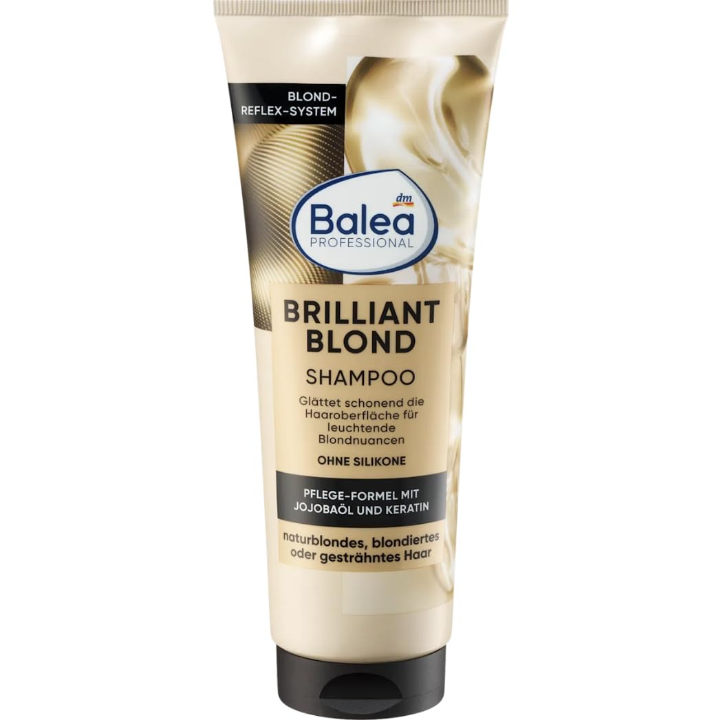 Balea Brilliant Blonde Shampoo 250 ml + Conditioner Brilliant Blonde 200 ml + Hair Treatment Brilliant Blonde 100 ml + Scalp Massage Brush Pack of 3 - Image 2