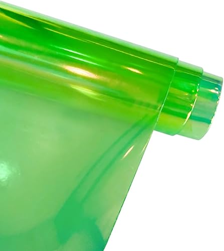 Miniatura 2 de ONEART Rollo de vinilo transparente holográfico de calibre 30, 12 x 54 pulgadas, tela de plástico TPU transparente iridiscente impermeable para