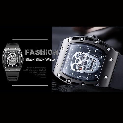 Miniatura 8 de BOFUTE Reloj de cuarzo rectangular con esfera luminosa para hombre para deportes al aire libre regalos deportivos y correa de silicona Negro, Negro