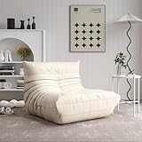 Fauteuil Togo,Canapé Togo,Mousse Haute sofa lounge,Design Ergonomique C fauteuil compressé,Canapé de Sol,Poufs Géants pour Adultes Anti-Taches Idéal Salon Chambre Balcon pour Tous,Blanc,90*95*75cm