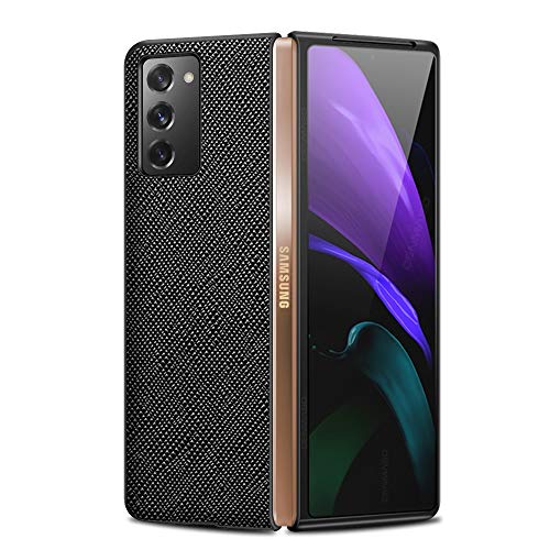 Capa de couro genuíno para Galaxy Z Fold2 5G estilo negócios fina capa rígida flip de couro fino par