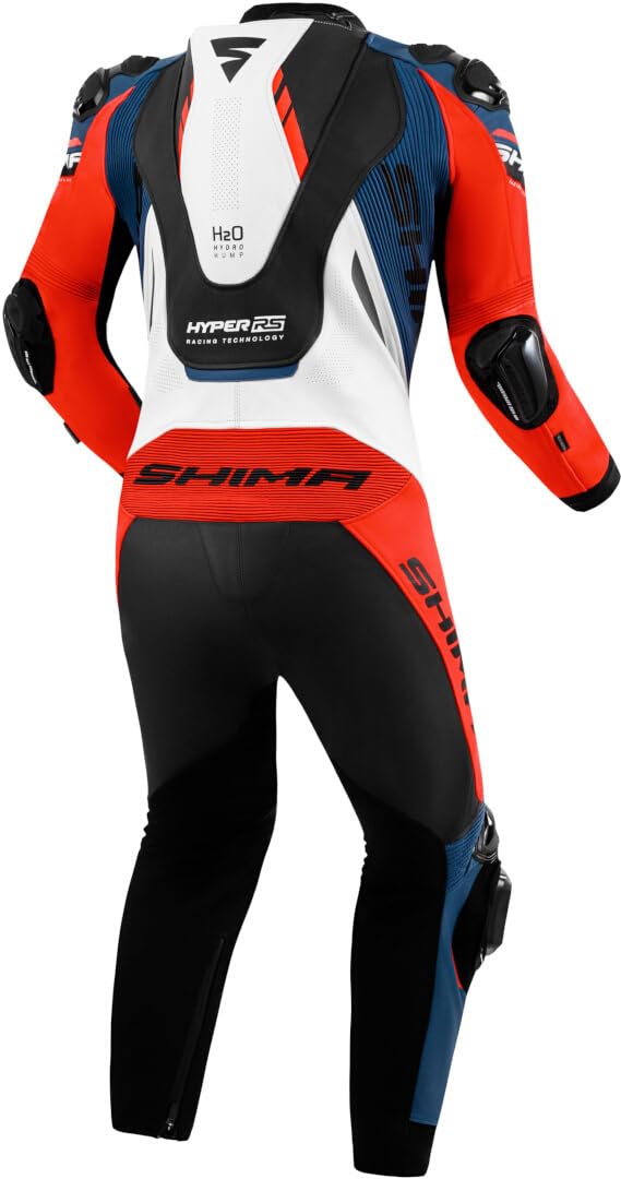 SHIMA Hyper RS perforierte 1-Teiler Motorrad Lederkombi, schwarz/weiß/rot/blau, 50