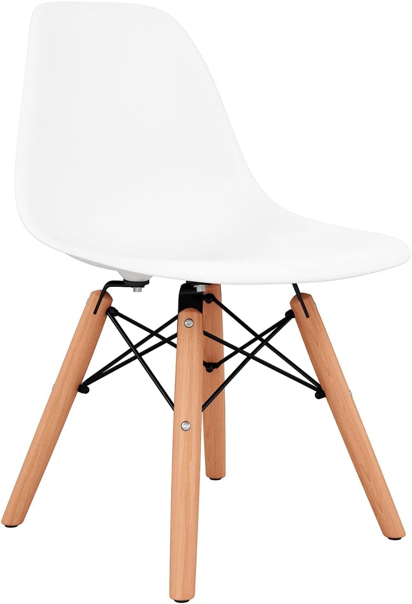 21.75" Plastic and Wood Kids Playroom Chair in White