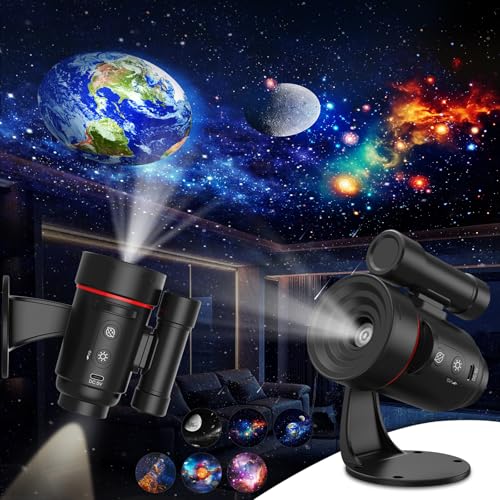 Image of Galaxy Star Projector, Rechargeable HD Planetarium Projector with 2000mAh Battery, Wall-mounted Ceiling Projector, 360° Rotation Space Nebula Scenarios Room Lights for Bedroom Decor