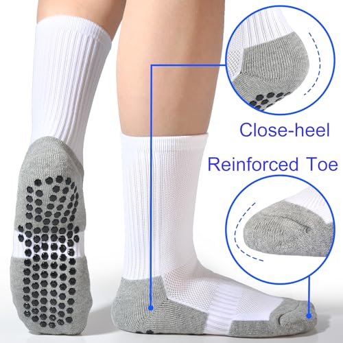 Kids Grip Soccer Socks Boys Basketball Crew Socks Cushioned Athletic Non Slip Socks Girls Running Sport Youth4
