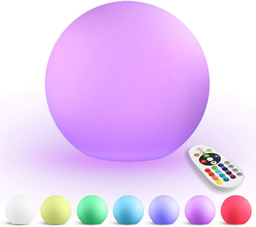 LED Ball Light, 5.9-Inch Rechargeable Color Changing Lighting Remote Control Waterproof Ball Lights Indoor Outdoor Lighting for Home Garden Decoration …