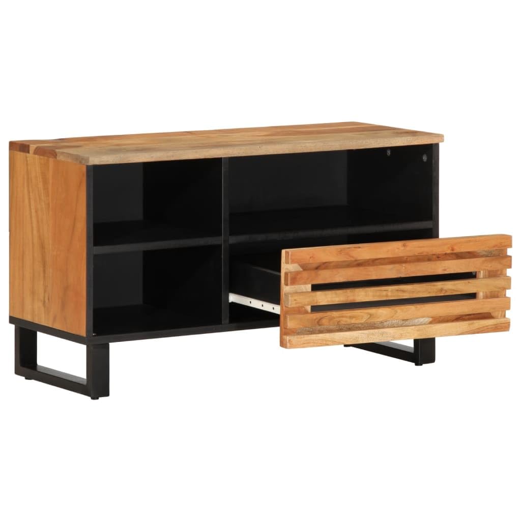 Meuble TV en Bois d'acacia Massif 31,5" x13,4 x18,1 – Centre multimédia pour Salon, Console TV, Centre de Divertissement, Solution de Rangement élégante