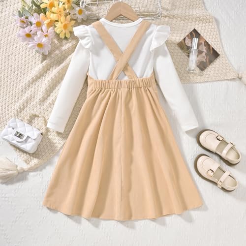 Image of HIHA Little Girls Adjustable Corduroy Pinafore Overall Dress Set Size 6-12