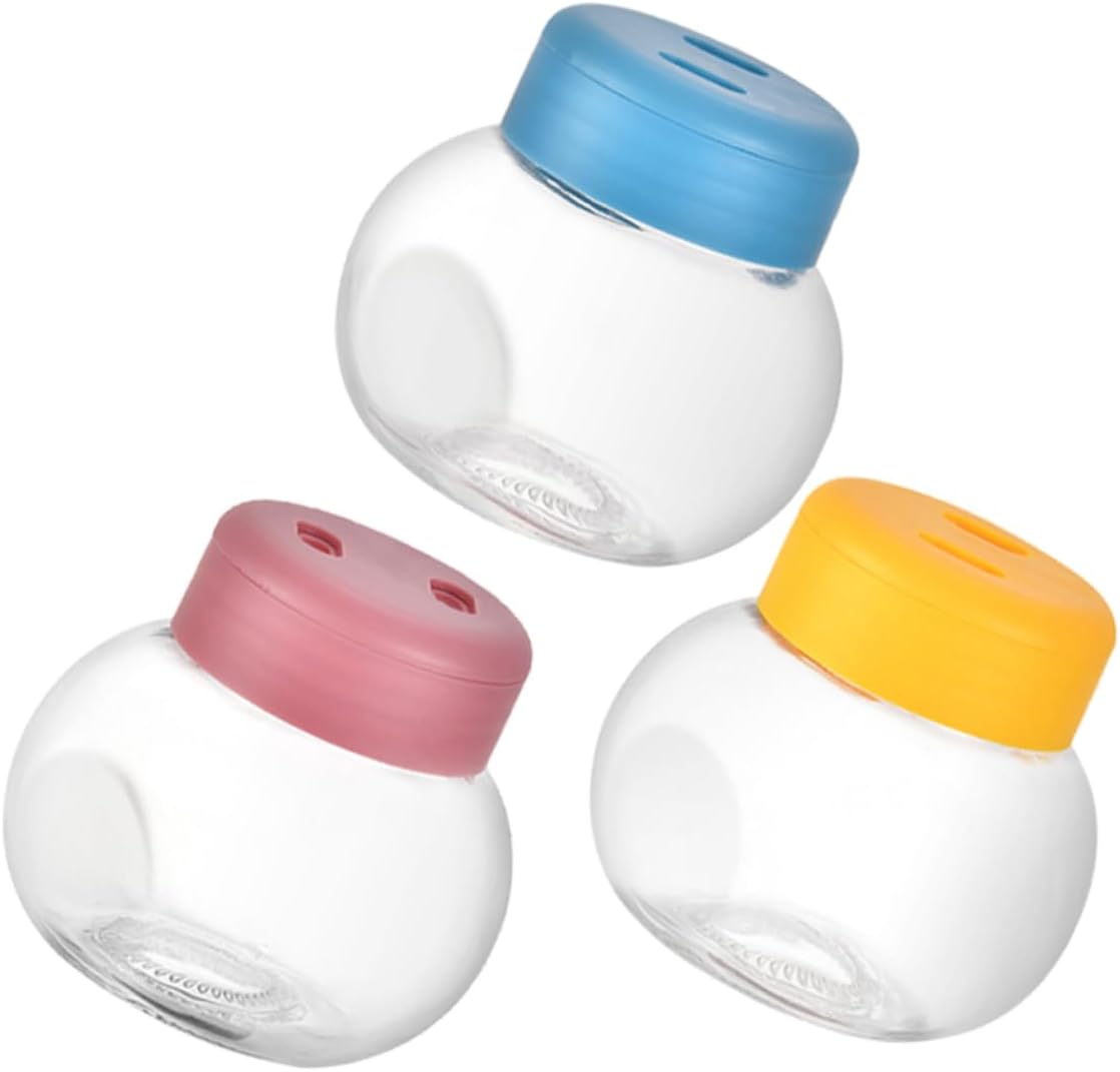 Zerodeko 3pcs Glass Spice Shaker Sealed Multi-purpose Condiment Containers for for Home Bbq and Camping Use