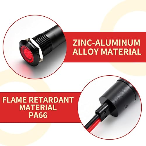 Miniatura 14 de 2 unids 0.472 in (1/2 ") luz indicadora LED blanca impermeable lámpara de señal de metal 5 V 12 V 24 V IP67 piloto tablero cabeza para coche