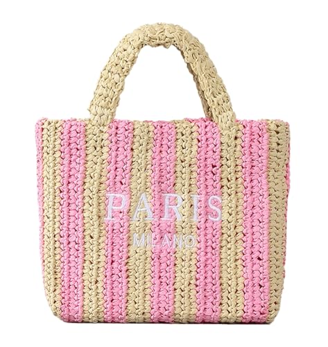 Bolso Tote de Paja para Mujer Verano Color Brillante miniatura 1