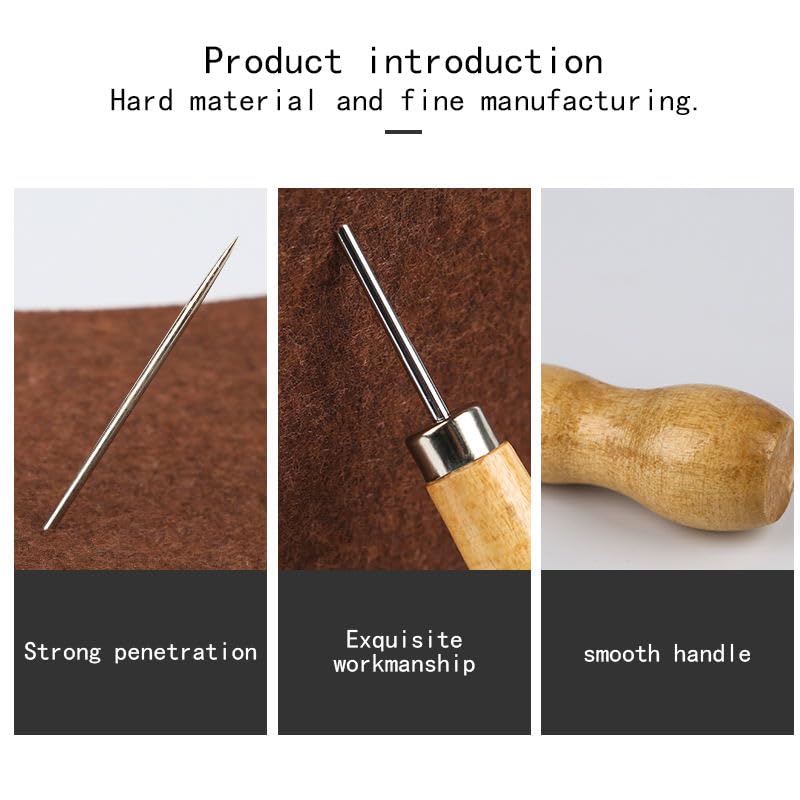 Image of Prabhas Designs AWL Stitching Needle with Wooden Handle for Leather, Canvas, Upholstery, DIY and Repair Work (1)