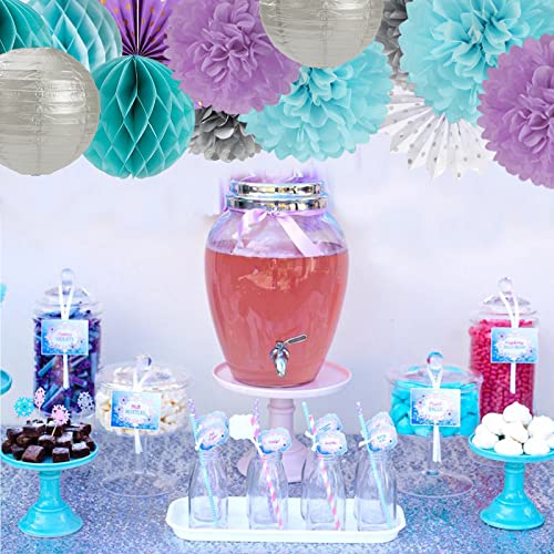Lasting Surprise Decorações de Festa de Natal Frozen Em Prata Roxo-Azulada-14 Peças de Lanternas de