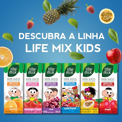 LIFE MIX Turma da Mônica - Suco de Maracujá em Caixinha - 100% Suco, Sem Adição de Açúcares, Sem Con