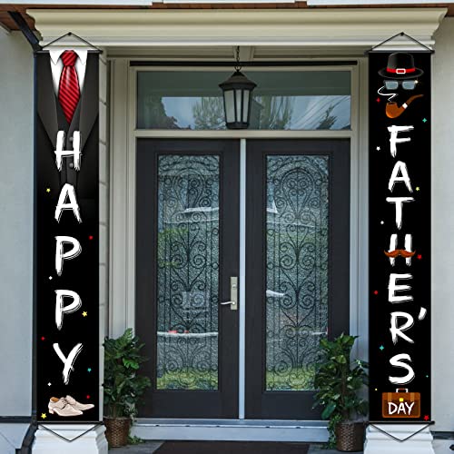 Father's Day Background 2 Pieces Hanging Black Tuxedo Suit White Shirts Portrait Backdrop Black Bow Tie Decorations Happy Father's Day Banner Backdrop Bow Tie Decorations Party For Portrait Props #TOP7