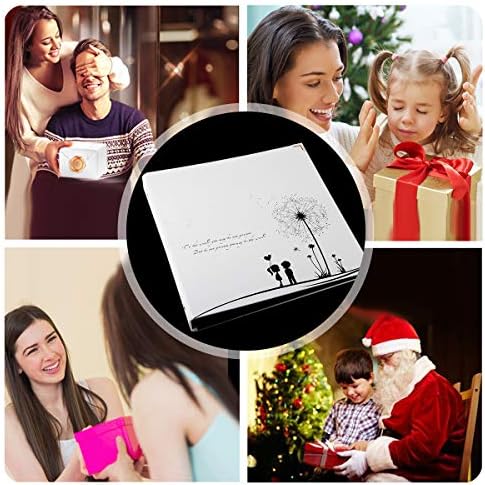 ThxMadam White Scrapbook Photo Album Wedding Guest Book DIY Memory Book with 50 Black Pages Present for Valentine's Mother's Anniversary Day Birthday for Wife Mum Daughter Girlfriend