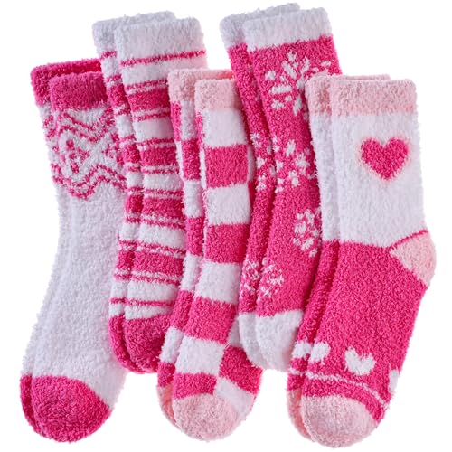 Yebing Fuzzy Socks for Women Fluffy Slipper Winter Warm Cozy Plush Sleep Heart Gift Socks