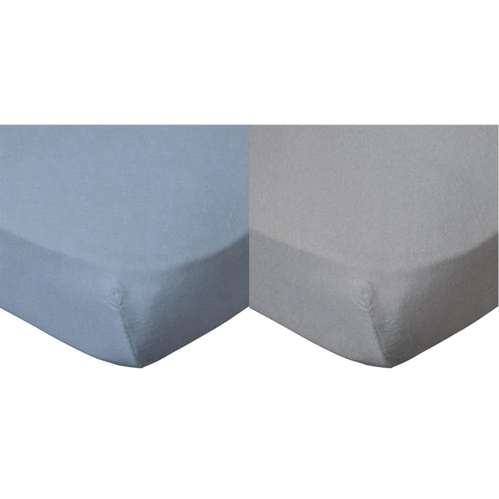 BabyCalin - Drap Housse 60x120x15cm Bleu certifié Oeko-TEX & - Drap Housse 60x120x15cm Gris certifié Oeko-TEX