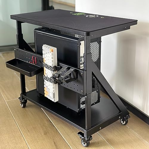 Klobel Height Adjustable Computer Tower Cart Stand, Mobile PC Laptop Standing Table, Printer Stand with Lockable Rolling Caster for Office Home
