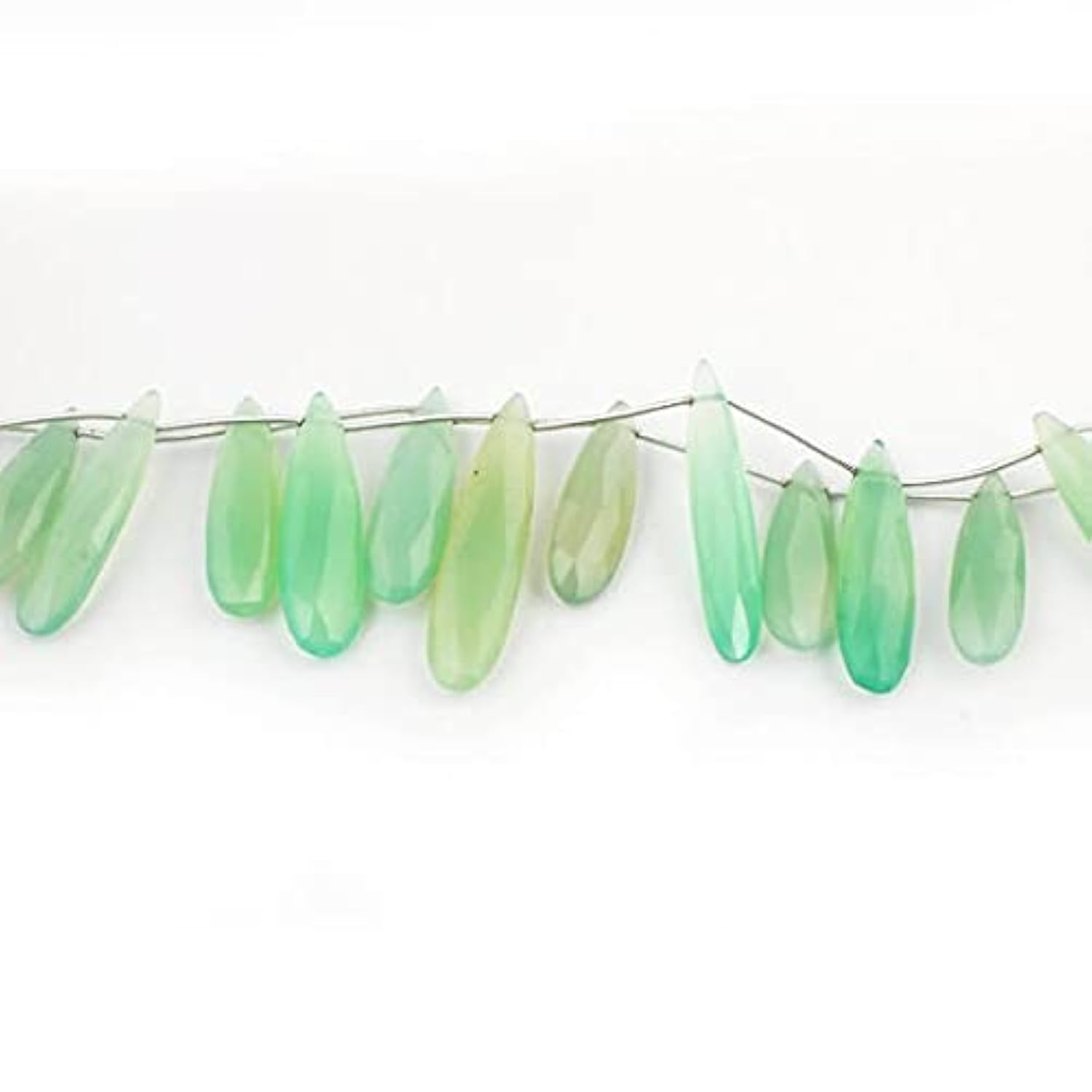 Calcédoine verte véritable en briolettes facettées de haute qualité par LKBEADS