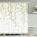 Produktbild ufengke Duschvorhang Grün Rebe mit 12 Haken Weiß Duschvorhang aus Stoff Polyester Wasserdicht Anti Schimmel für Badezimmer (180X180 cm)