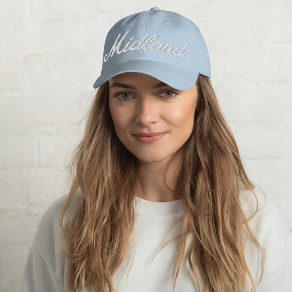 Midland Baseball Cap Midland Dad Hat Bold Baseball Script Washington WA Hat Embroidered Souvenir Gift