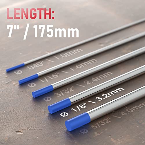 Image of YESWELDER TIG Welding Tungsten Electrode 2% Lanthanated | 10-pk 1 /8 inch x 7 inch Blue WL20 /EWLa-2