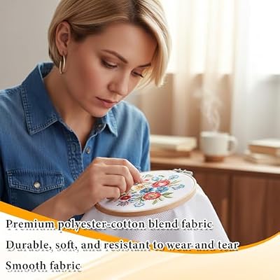 Needlepoint Canvas, Needle Point Canvas Fabric Mesh Blank White Canvas Embroidery Blank White Cloth with 25 Needles 1 Thread Remover for Embroidery Knit Crochet Projects and Make Dividers, 18 X 12