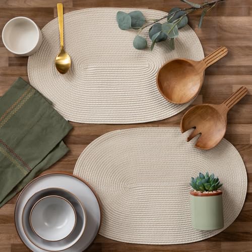d-c-fix Oval Weave Placemats Set of 4 - Cream - Polyester