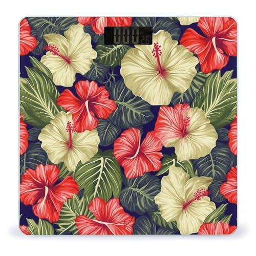 Báscula digital de vidrio templado diseño Hibiscus 400lb