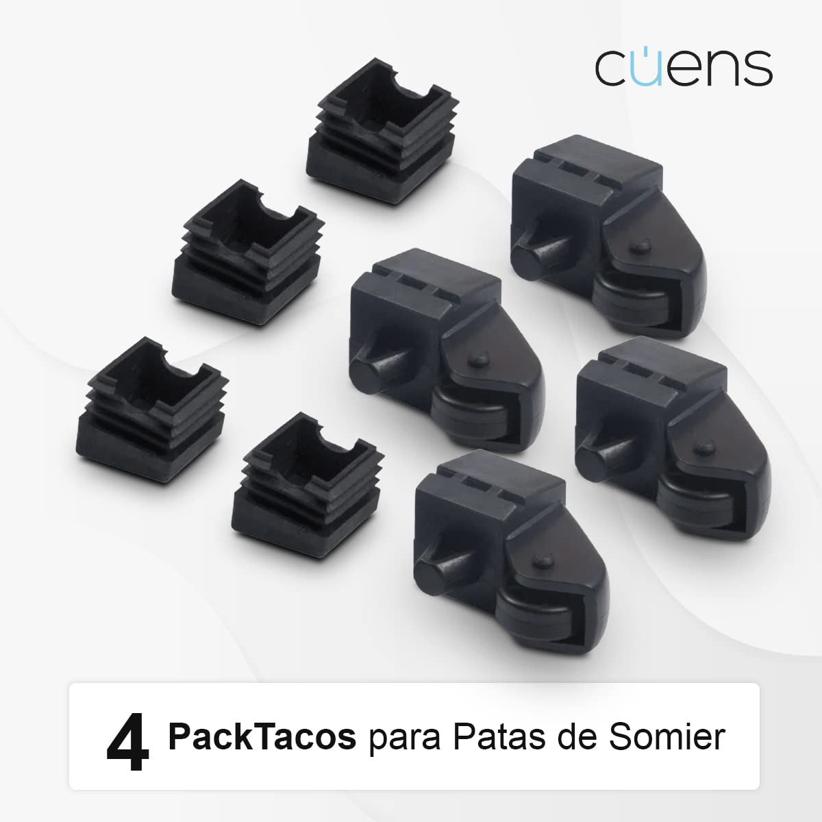 Juego de 4 Tacos para Pata somier bajo Nido 30 x 30 - Fabricados en Polipropileno copolymer - Cuens