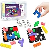 STEM Puzzle Game The Brain Square With 160000+ Solutions Pattern Matching Blocks Brain Teaser Toy Roll Dice & Race Your Opponent to Fill Grid Travel Game for Kids & Teens Back To School Birthday Gift