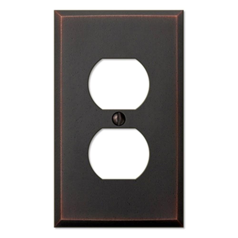 Photo 1 of Amerelle 68DDB Manhattan Wallplate, 1 Duplex, Cast Metal, Aged Bronze, 1-Pack
