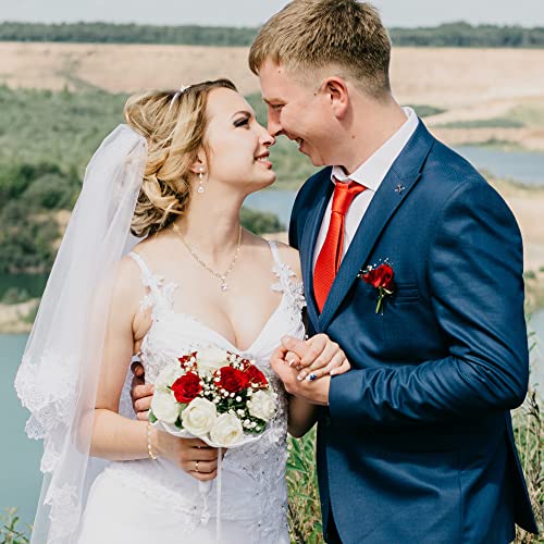 Crysdue Teardrop Bridal Jewelry Set for Wedding Party, Silver/14K/Rose Gold Plated Prom Costume Jewellery for Bride Bridesmaids Women, Cubic Zirconia Necklace Dangle Earrings Bracelet3