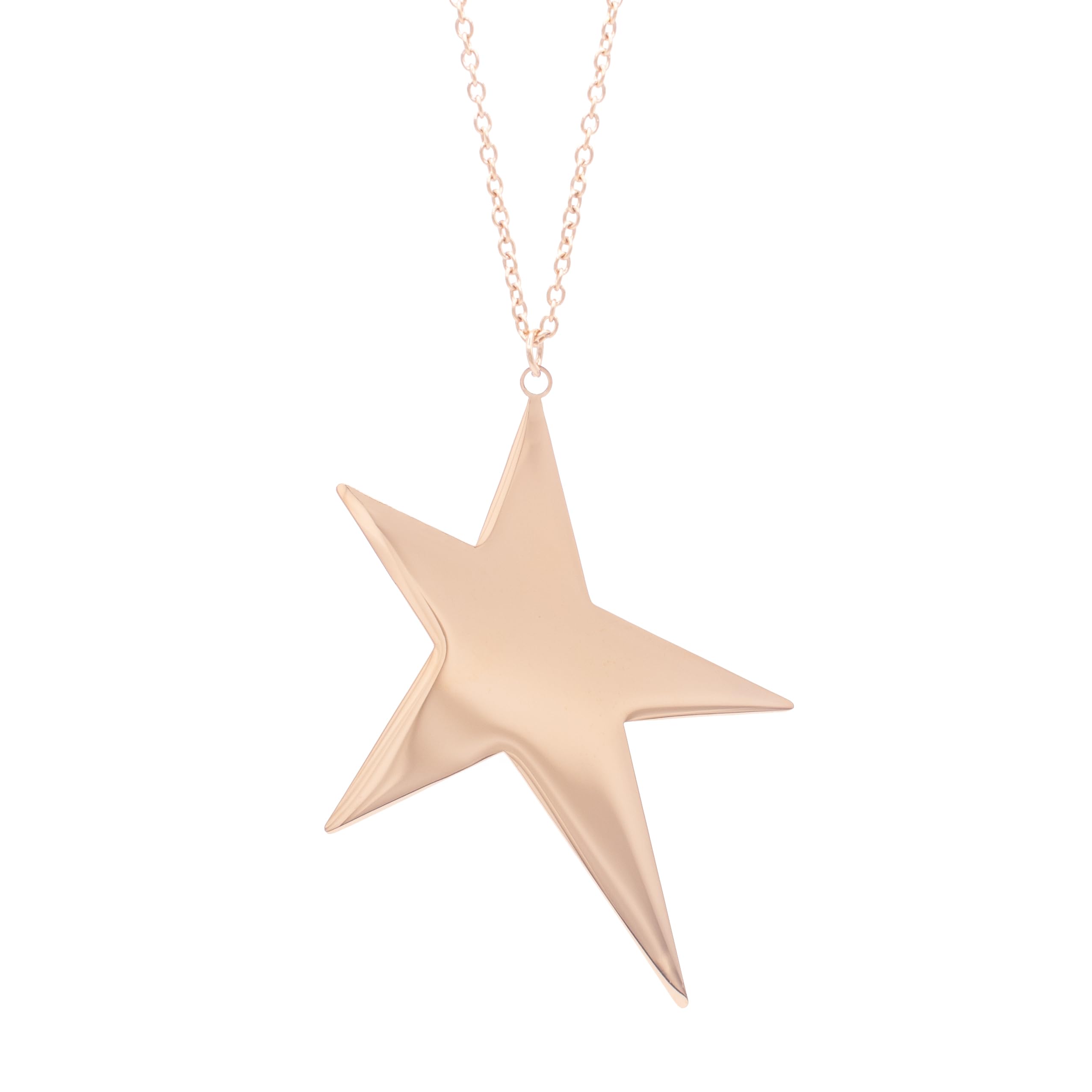 NILUXE DESIGN Collar estrella acero inoxidable - Collar largo estrellla - Colgante mujer estrella cadena larga dorado o plateado - Colgante mujer grande acero inoxidable (Dorado)