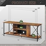WLIVE TV Stand up to 65 Inch TV, 55" Entertainment Center, Industrial TV Console with Open Storage Shelf for Living Room and Bedroom, Rustic Brown - Image 2
