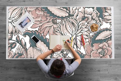 Tapis de souris vinyle PVC protection des surfaces fleurs roses