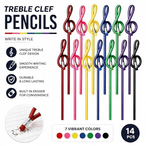 Zonon pack de 14 lápices musicales coloridos con borrador miniatura 4