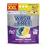 Waschmittel Pods 4in1 – 75 Waschladungen XXL – Universal Waschkapseln mit Marseille Seife – Jasmin & Lavendel Duft – Fleckentfernung & Farbschutz – Waschmittel Kapseln für 20-60°C