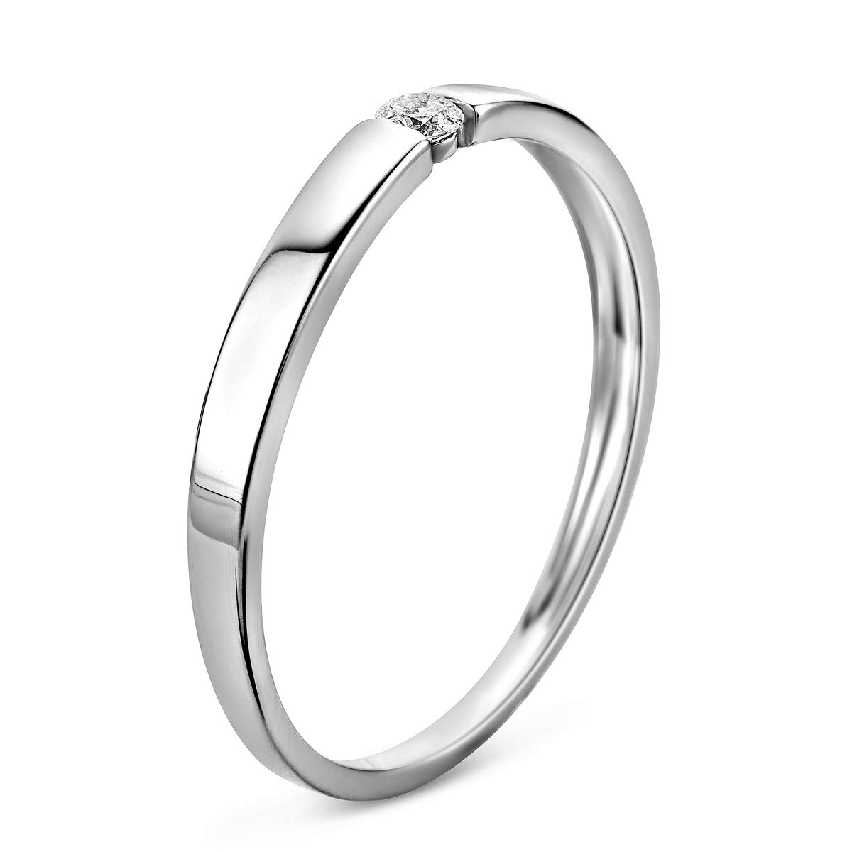 MIORE Ring Damen 0.05 Ct Solitär Diamant Verlobungsring aus Weißgold/Gelbgold 9 Karat / 375 Gold, Schmuck