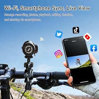 bayehngs WiFi Helmet Camera, HD 1080P Bike Motorcycle Helmet Camera, IP66 Waterproof Action Camera for Cars, Bicycle, Motorbike & Sports Helmet (With 64G Card)