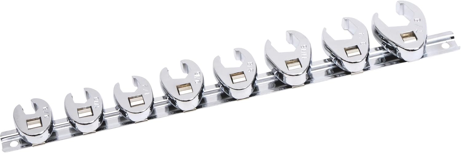 Klutch 3/8in. Drive Crowfoot Flare Nut Wrench Set - 8-Pc. SAE