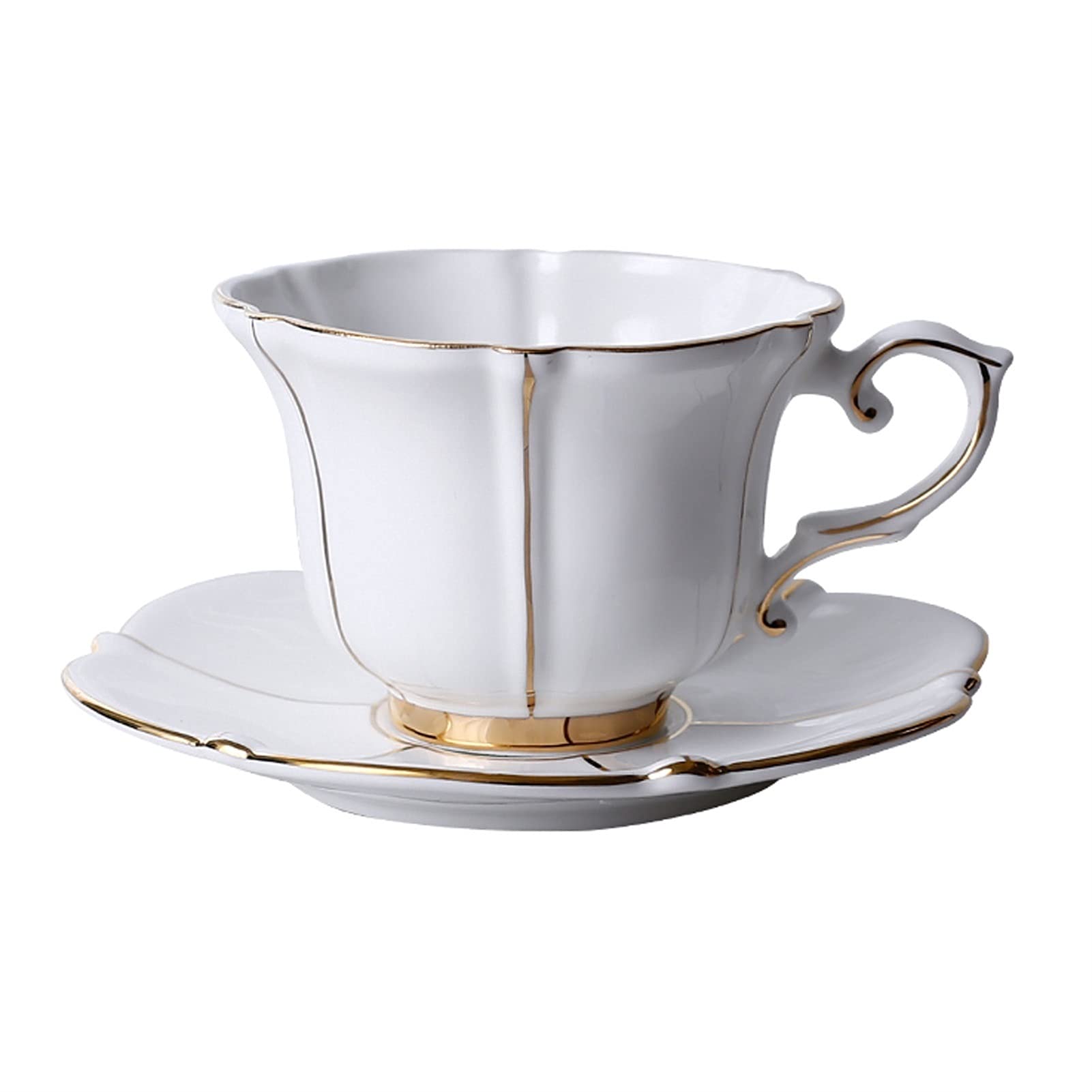 Kaffeebecher Prozellan Espresso Tasse, Keramiktassen und Untertassen-Set, elegantes Tee- und Kaffee-Set im europäischen Stil, ausgefallene Kaffeetassen mit Teelöffeln, 6,8 oz, exquisite Kaffeetasse
