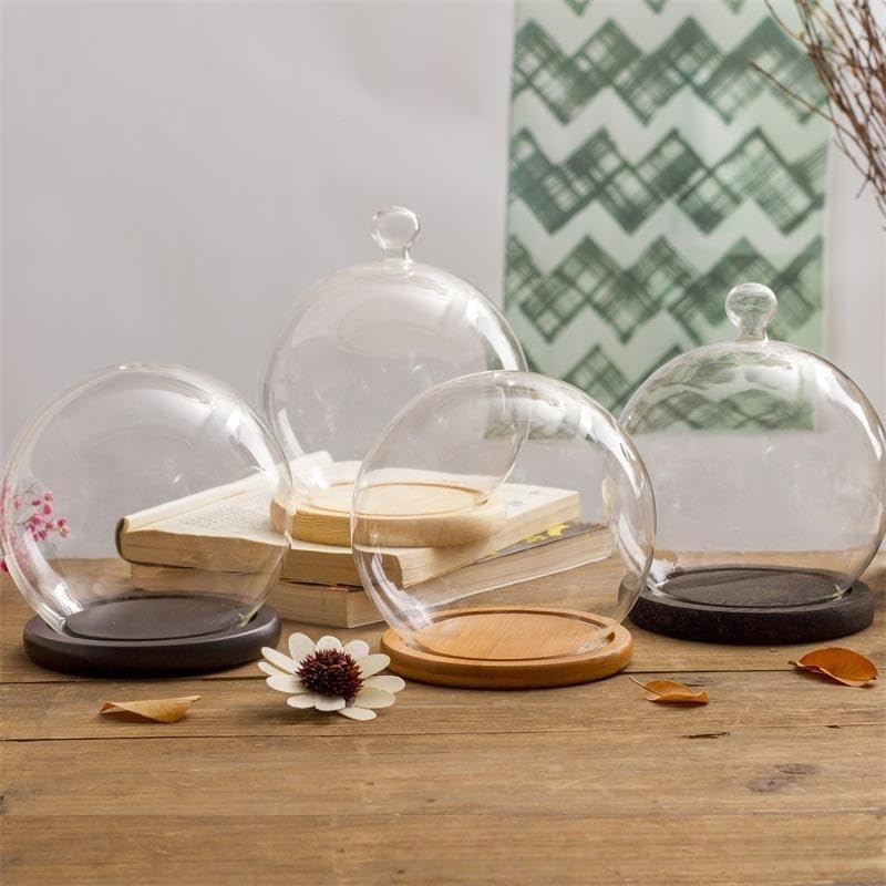 【箱付き】ガラス製ドーム型カバー 木製ベース付き 箱付き】ガラス製ドーム型カバー 木製ベース付き